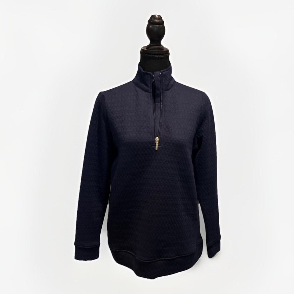Emily Daniel’s Women’s 1/4 Zip Pullover Long Sleeve Sweater Size Small Navy